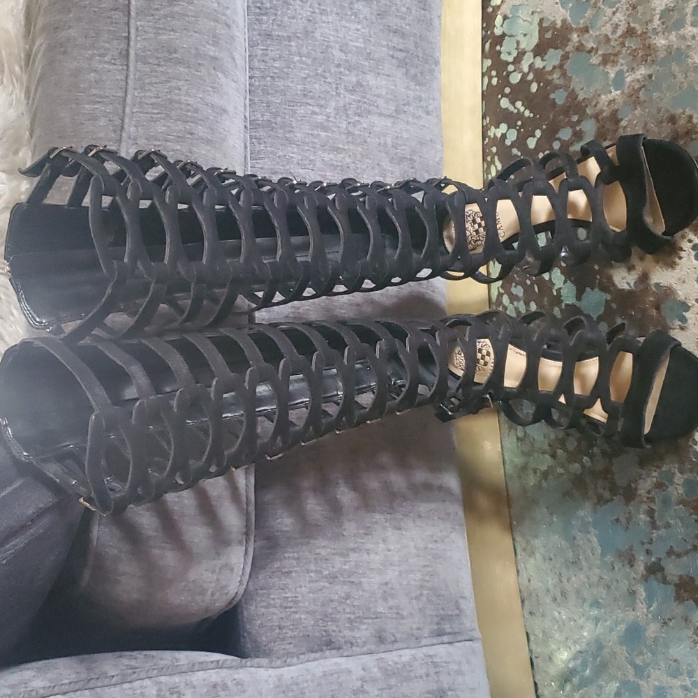 Vince Camuto Black Suede High Heel Gladiators